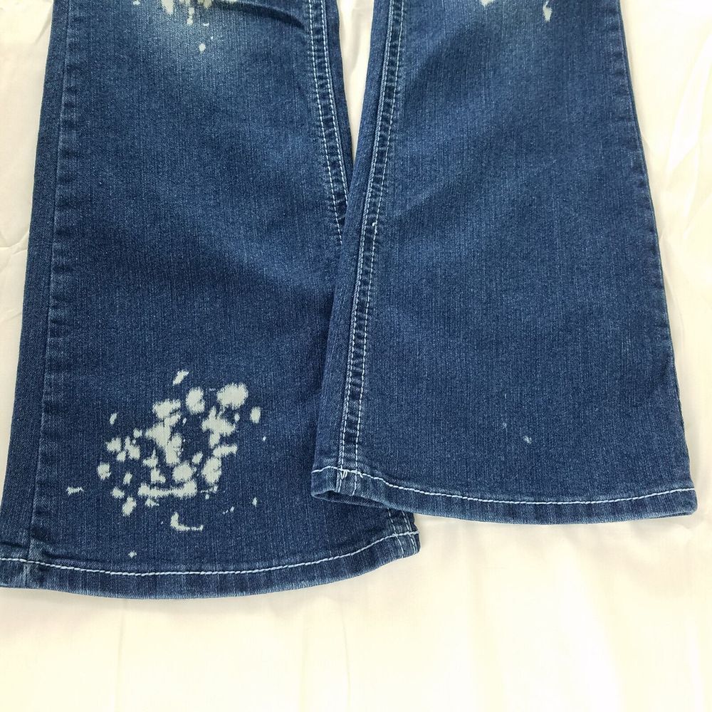 Twenty One Black Jeans Juniors 9 Blue Low Rise Curvy Flare Distressed Denim - Picture 16 of 16